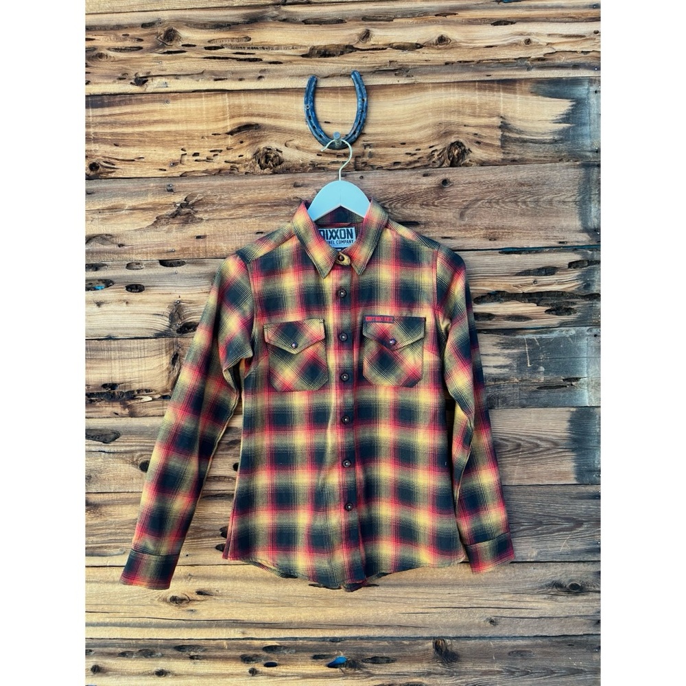 DIXXON FLANNEL CO | Dirt Bike Kidz Red Yellow Black Flannel Button Up Shirt S